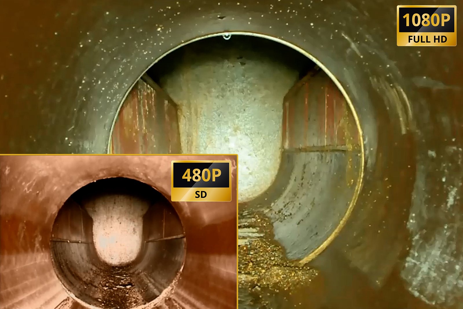 SD and HD comparision from pipe inspection cameras