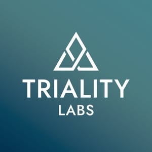 Triality Labs Logo Stacked Gradient White