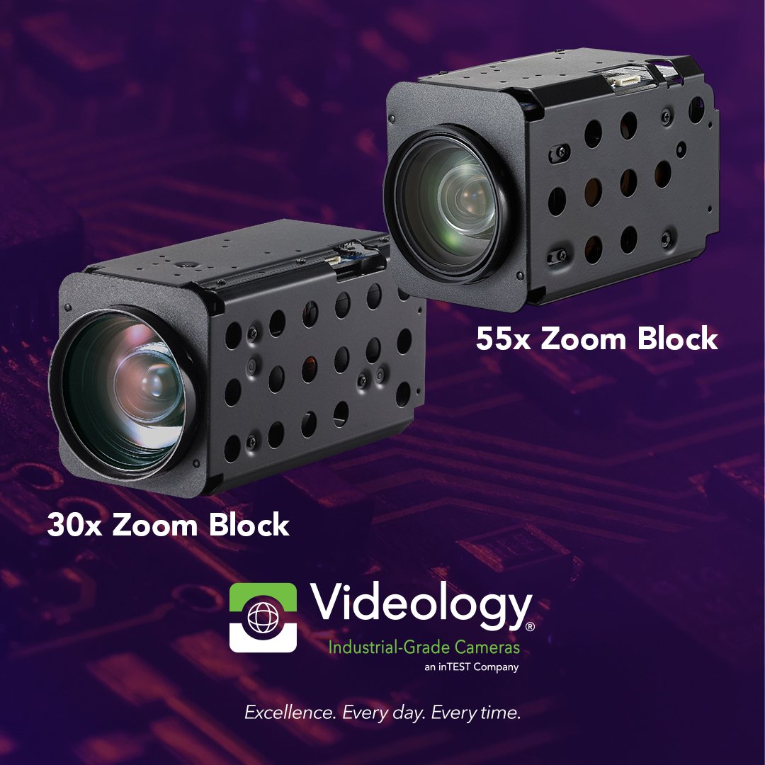 New Videology zoom block cameras 55x-30x LVDS